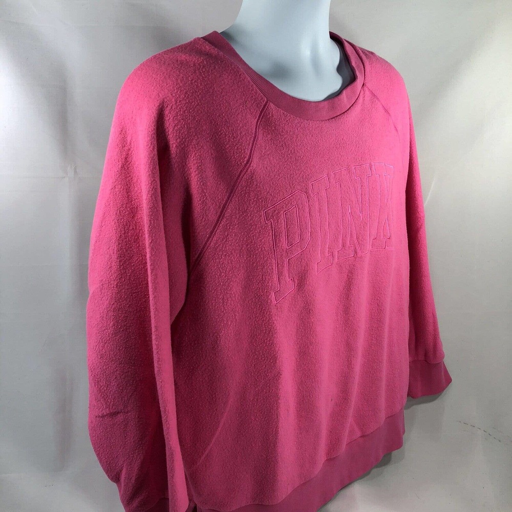 Victoria’s Secret Pink Long Sleeve Sweatshirt Size Medium Pink Pullover Logo - Picture 4 of 12